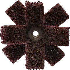 Merit Abrasives - 3" Diam Medium Density Cross Buff - 2 Plys, 1/4-20 Thread, Medium Grade, 8,000 Max RPM - Apex Tool & Supply
