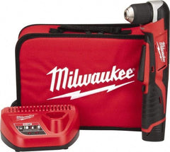Milwaukee Tool - 12 Volt 3/8" Chuck Right Angle Handle Cordless Drill - 0-800 RPM, Keyless Chuck, Reversible, 1 Lithium-Ion Battery Included - Apex Tool & Supply