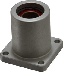 Pacific Bearing - 1/2" ID, 1.687" OAL x 1.63" OAH 4-Bolt Flange Mounted Bearing - 975 Lb Static Cap, 1-1/4" Btw Mnt Hole Ctrs, Aluminum - Apex Tool & Supply