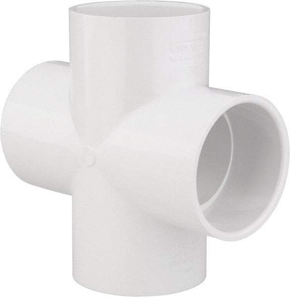 Value Collection - 3" PVC Plastic Pipe Cross - Schedule 40, All Slip End Connections - Apex Tool & Supply