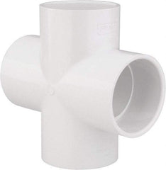 Value Collection - 3" PVC Plastic Pipe Cross - Schedule 40, All Slip End Connections - Apex Tool & Supply