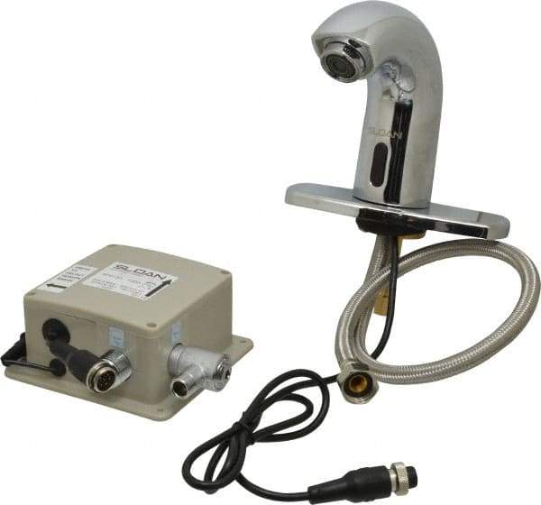 Sloan Valve Co. - Chrome Single Hole Electronic & Sensor Faucet without Mixer - Powered by Battery, Standard Spout, 4" Mounting Centers - Apex Tool & Supply