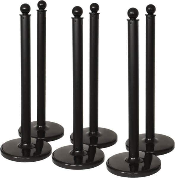 PRO-SAFE - 40" High, 2-1/2" Pole Diam, Warning Post - 14" Base Diam, Black Plastic Post - Apex Tool & Supply
