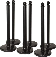 PRO-SAFE - 40" High, 2-1/2" Pole Diam, Warning Post - 14" Base Diam, Black Plastic Post - Apex Tool & Supply