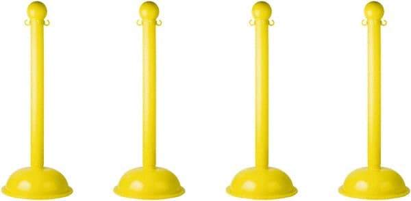 PRO-SAFE - 41" High, 3" Pole Diam, Warning Post - 16" Base Diam, Yellow Plastic Post - Apex Tool & Supply