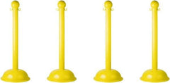 PRO-SAFE - 41" High, 3" Pole Diam, Warning Post - 16" Base Diam, Yellow Plastic Post - Apex Tool & Supply