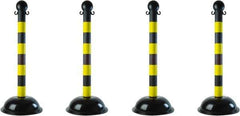 PRO-SAFE - 41" High, 2" Pole Diam, Warning Post - 16" Base Diam, Black & Yellow Plastic Post - Apex Tool & Supply