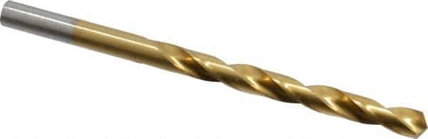 Hertel - Letter D 118° High Speed Steel Jobber Drill - TiN Finish, Right Hand Cut, Spiral Flute, Straight Shank, 4" OAL, Standard Point - Apex Tool & Supply