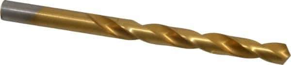 Hertel - Letter U 118° High Speed Steel Jobber Drill - TiN Finish, Right Hand Cut, Spiral Flute, Straight Shank, 5" OAL, Standard Point - Apex Tool & Supply