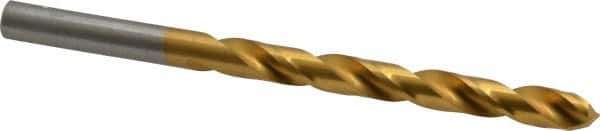 Hertel - 9/32" 135° High Speed Steel Jobber Drill - TiN Finish, Right Hand Cut, Spiral Flute, Straight Shank, 4-1/4" OAL, Split Point - Apex Tool & Supply