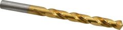 Hertel - 13/32" 135° High Speed Steel Jobber Drill - TiN Finish, Right Hand Cut, Spiral Flute, Straight Shank, 5-1/4" OAL, Split Point - Apex Tool & Supply