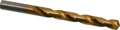 Hertel - 15/32" 135° High Speed Steel Jobber Drill - TiN Finish, Right Hand Cut, Spiral Flute, Straight Shank, 5-3/4" OAL, Split Point - Apex Tool & Supply
