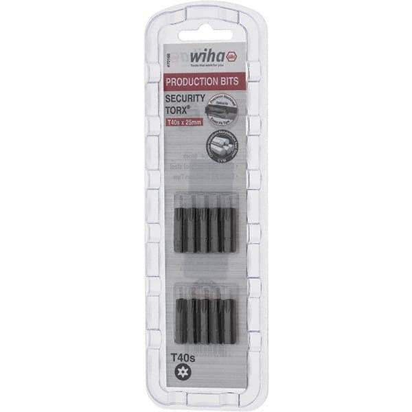 Wiha - 1/4" Drive T40 Tamperproof Torx Screwdriver Bit - 1" OAL, Tamper Resistant Bit - Apex Tool & Supply