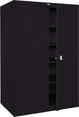 Sandusky Lee - 5 Shelf Locking Storage Cabinet - Steel, 46" Wide x 24" Deep x 72" High, Black - Apex Tool & Supply