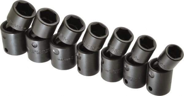 Proto - 7 Piece 1/2" Drive Standard Impact Socket Set - 6 Points, 13 to 19mm, Metric Measurement Standard - Apex Tool & Supply