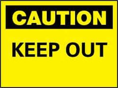 NMC - "Caution - Keep Out", 10" Long x 14" Wide, Pressure-Sensitive Vinyl Safety Sign - Rectangle, 0.004" Thick, Use for Accident Prevention - Apex Tool & Supply