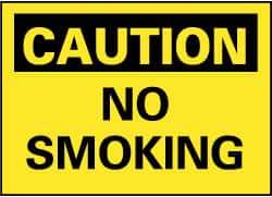 NMC - "Caution - No Smoking", 7" Long x 10" Wide, Rigid Plastic Safety Sign - Rectangle, 0.05" Thick, Use for Accident Prevention - Apex Tool & Supply