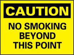 NMC - "Caution - No Smoking Beyond This Point", 7" Long x 10" Wide, Rigid Plastic Safety Sign - Rectangle, 0.05" Thick, Use for Accident Prevention - Apex Tool & Supply