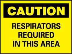 NMC - "Caution - Respirators Required in This Area", 7" Long x 10" Wide, Rigid Plastic Safety Sign - Rectangle, 0.05" Thick, Use for Accident Prevention - Apex Tool & Supply