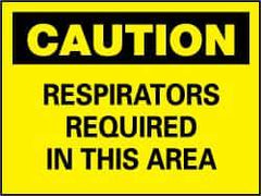 NMC - "Caution - Respirators Required in This Area", 7" Long x 10" Wide, Pressure-Sensitive Vinyl Safety Sign - Rectangle, 0.004" Thick, Use for Accident Prevention - Apex Tool & Supply