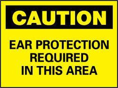 NMC - "Caution - Ear Protection Required in This Area", 10" Long x 14" Wide, Fiberglass Safety Sign - Rectangle, 0.095" Thick, Use for Accident Prevention - Apex Tool & Supply