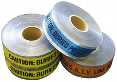 NMC - Caution: Buried Potable Line Below, Detectable Underground Tape - 1,000 Ft. Long x 2 Inch Wide Roll, Polyethylene on Aluminum, 5 mil Thick, Blue - Apex Tool & Supply