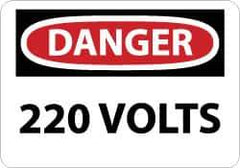 NMC - "Danger - 220 Volts", 10" Long x 14" Wide, Rigid Plastic Safety Sign - Rectangle, 0.05" Thick, Use for Accident Prevention - Apex Tool & Supply
