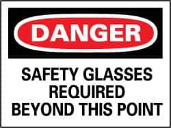 NMC - "Danger - Safety Glasses Must Be Worn While Operating This Machine", 7" Long x 10" Wide, Rigid Plastic Safety Sign - Rectangle, 0.05" Thick, Use for Accident Prevention - Apex Tool & Supply