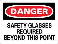 NMC - "Danger - Safety Glasses Must Be Worn While Operating This Machine", 7" Long x 10" Wide, Pressure-Sensitive Vinyl Safety Sign - Rectangle, 0.004" Thick, Use for Accident Prevention - Apex Tool & Supply