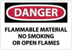 NMC - "Danger - Flammable Material - No Smoking or Open Flames", 7" Long x 10" Wide, Rigid Plastic Safety Sign - Rectangle, 0.05" Thick, Use for Accident Prevention - Apex Tool & Supply