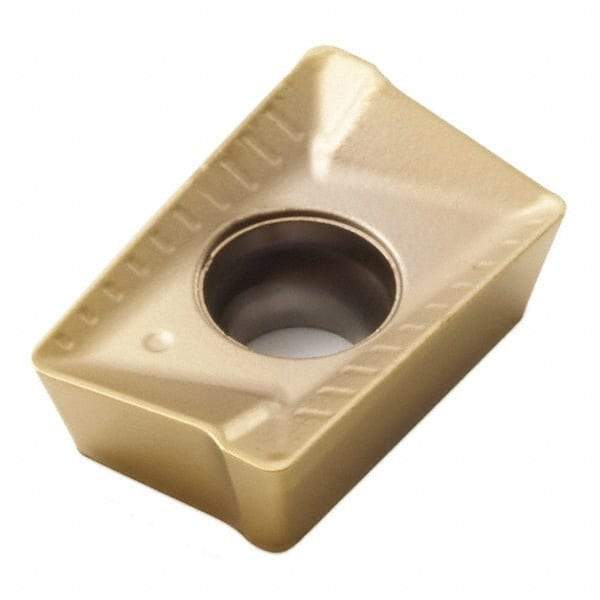 Seco - APMT100305 ME08 Grade F40M Carbide Milling Insert - TiAlN/TiN Finish, 0.091" Thick, 0.008" Corner Radius - Apex Tool & Supply