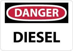 NMC - "Danger - Diesel", 7" Long x 10" Wide, Rigid Plastic Safety Sign - Rectangle, 0.05" Thick, Use for Hazardous Materials - Apex Tool & Supply