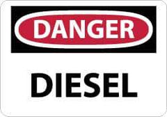 NMC - "Danger - Diesel", 10" Long x 14" Wide, Aluminum Safety Sign - Rectangle, 0.04" Thick, Use for Hazardous Materials - Apex Tool & Supply