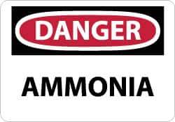 NMC - "Danger - Ammonia", 10" Long x 14" Wide, Rigid Plastic Safety Sign - Rectangle, 0.05" Thick, Use for Hazardous Materials - Apex Tool & Supply