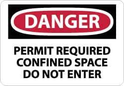 NMC - "Danger - Permit Required - Confined Space - Do Not Enter", 10" Long x 14" Wide, Aluminum Safety Sign - Rectangle, 0.04" Thick, Use for Accident Prevention - Apex Tool & Supply