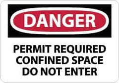 NMC - "Danger - Permit Required - Confined Space - Do Not Enter", 10" Long x 14" Wide, Aluminum Safety Sign - Rectangle, 0.04" Thick, Use for Accident Prevention - Apex Tool & Supply
