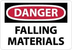 NMC - "Danger - Falling Materials", 7" Long x 10" Wide, Rigid Plastic Safety Sign - Rectangle, 0.05" Thick, Use for Accident Prevention - Apex Tool & Supply