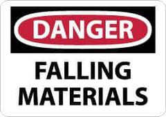 NMC - "Danger - Falling Materials", 10" Long x 14" Wide, Rigid Plastic Safety Sign - Rectangle, 0.05" Thick, Use for Accident Prevention - Apex Tool & Supply