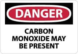 NMC - "Danger - Carbon Monoxide May Be Present", 10" Long x 14" Wide, Rigid Plastic Safety Sign - Rectangle, 0.05" Thick, Use for Hazardous Materials - Apex Tool & Supply