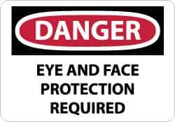 NMC - "Danger - Eye and Face Protection Required", 10" Long x 14" Wide, Pressure-Sensitive Vinyl Safety Sign - Rectangle, 0.004" Thick, Use for Accident Prevention - Apex Tool & Supply