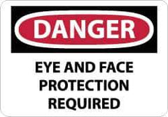NMC - "Danger - Eye and Face Protection Required", 10" Long x 14" Wide, Pressure-Sensitive Vinyl Safety Sign - Rectangle, 0.004" Thick, Use for Accident Prevention - Apex Tool & Supply