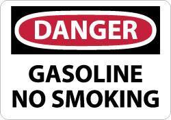 NMC - "Danger - Gasoline - No Smoking", 10" Long x 14" Wide, Aluminum Safety Sign - Rectangle, 0.04" Thick, Use for Accident Prevention - Apex Tool & Supply