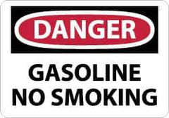 NMC - "Danger - Gasoline - No Smoking", 7" Long x 10" Wide, Pressure-Sensitive Vinyl Safety Sign - Rectangle, 0.004" Thick, Use for Accident Prevention - Apex Tool & Supply