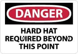 NMC - "Danger - Hard Hat Required Beyond This Point", 10" Long x 14" Wide, Aluminum Safety Sign - Rectangle, 0.04" Thick, Use for Accident Prevention - Apex Tool & Supply