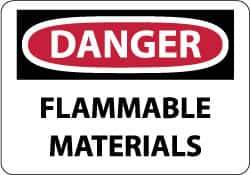 NMC - "Danger - Flammable Materials", 7" Long x 10" Wide, Rigid Plastic Safety Sign - Rectangle, 0.05" Thick, Use for Hazardous Materials - Apex Tool & Supply