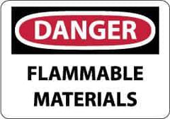 NMC - "Danger - Flammable Materials", 7" Long x 10" Wide, Rigid Plastic Safety Sign - Rectangle, 0.05" Thick, Use for Hazardous Materials - Apex Tool & Supply