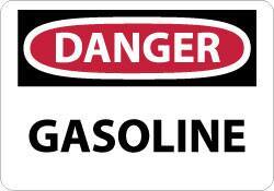 NMC - "Danger - Gasoline", 7" Long x 10" Wide, Rigid Plastic Safety Sign - Rectangle, 0.05" Thick, Use for Hazardous Materials - Apex Tool & Supply