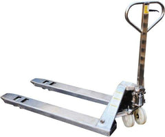 Vestil - 5,500 Lb Capacity, 7-3/4" Lift Stainless Steel Pallet Truck - 2-7/8" Min Lift Height, 48" Fork Length x 27" Fork Width, 27" Overall Width - Apex Tool & Supply