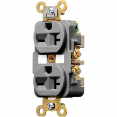 Hubbell Wiring Device-Kellems - 250V 20A NEMA 6-20R Industrial Grade Gray Straight Blade Duplex Receptacle - Apex Tool & Supply