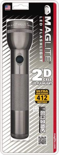 Mag-Lite - White LED Bulb, Industrial Tactical Flashlight - Gray Aluminum Body, Shock Resistant & Water Resistant, 2 D Batteries Not Included - Apex Tool & Supply